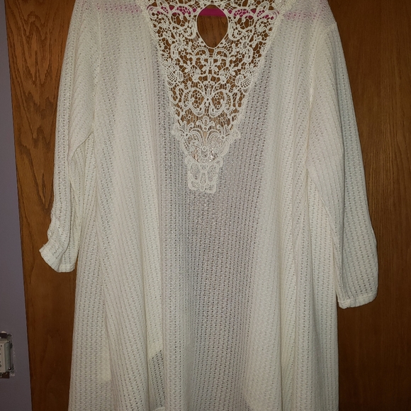 Maurices women's lace and cotton cardigan, cream colored size XXL - Picture 10 of 13